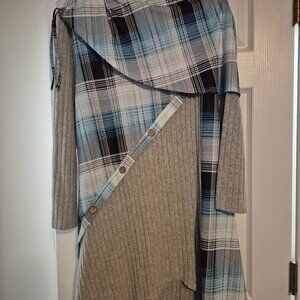 Two toned Grey and plad dress